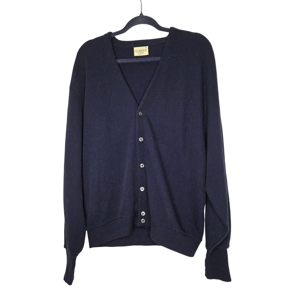 Classics by Pine State Mens Navy Blue V Neck Button Up Cardigan XL Made in‎ USA